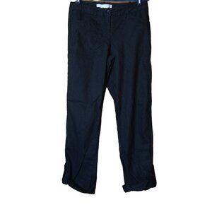 Studio M Women's Size 6 Black Casual Roll Tab Leg Linen Blend Pants New